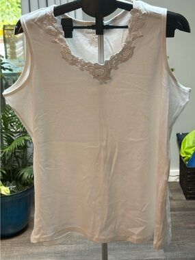 Carole White Lace-Trim V-Neck Tank Top